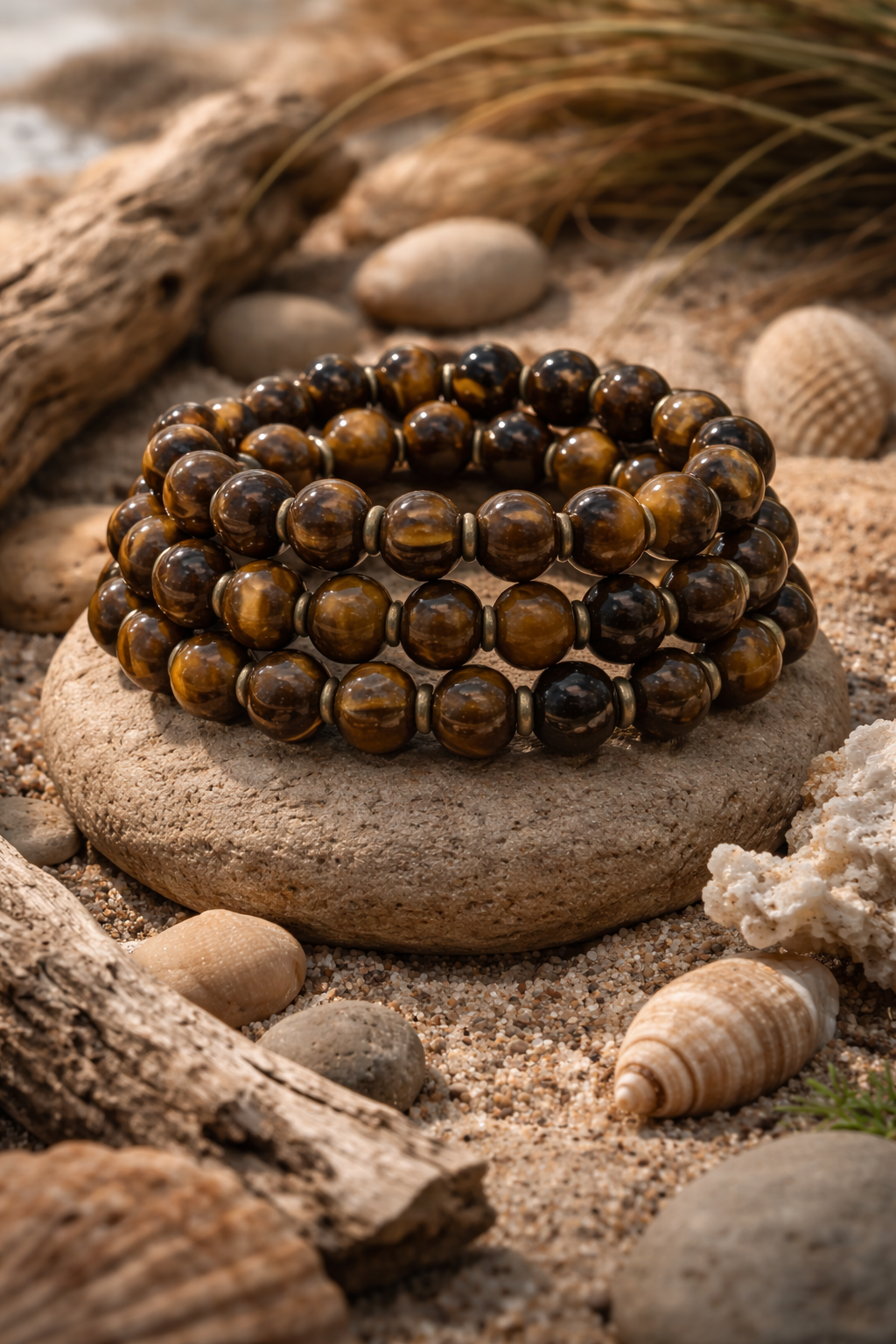 Tiger’s Eye Bracelet with Brass Accents