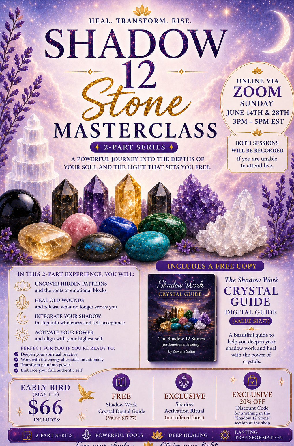 Shadow Work Masterclass with Crystals (2-Part Series) | Emotional Healing, Self-Discovery & Transformation (Recordings)