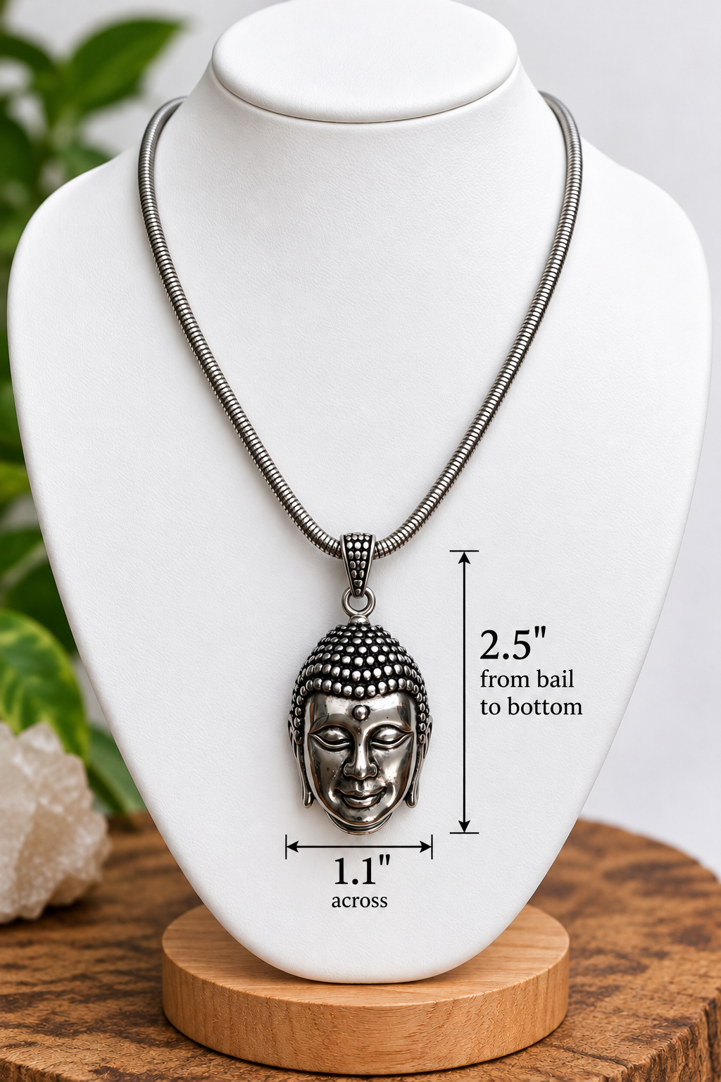 Stainless Steel Buddha Necklace | 20" Chain