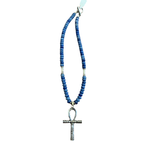 Blue Aventurine Ankh Necklace – Handmade Spiritual Jewelry