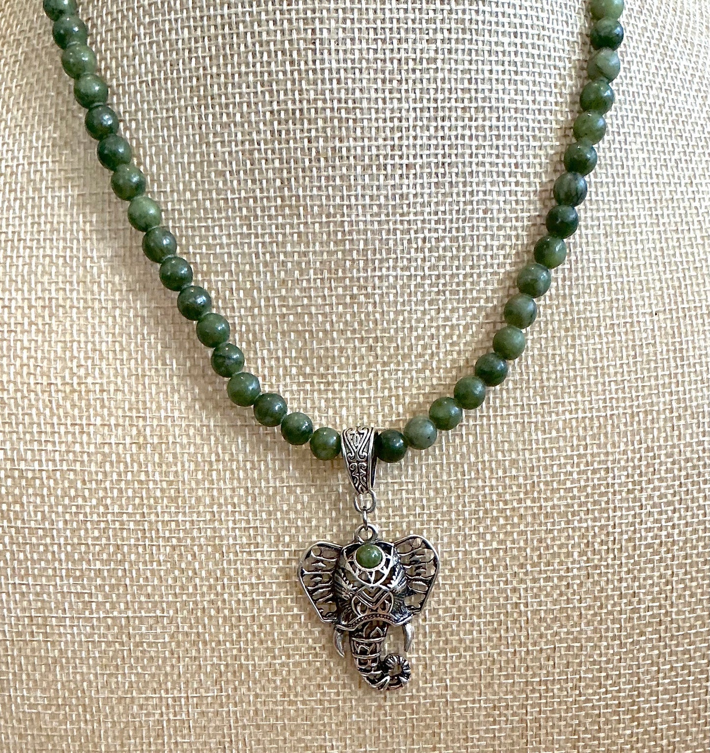 Handmade Jade Elephant Protection Necklace
