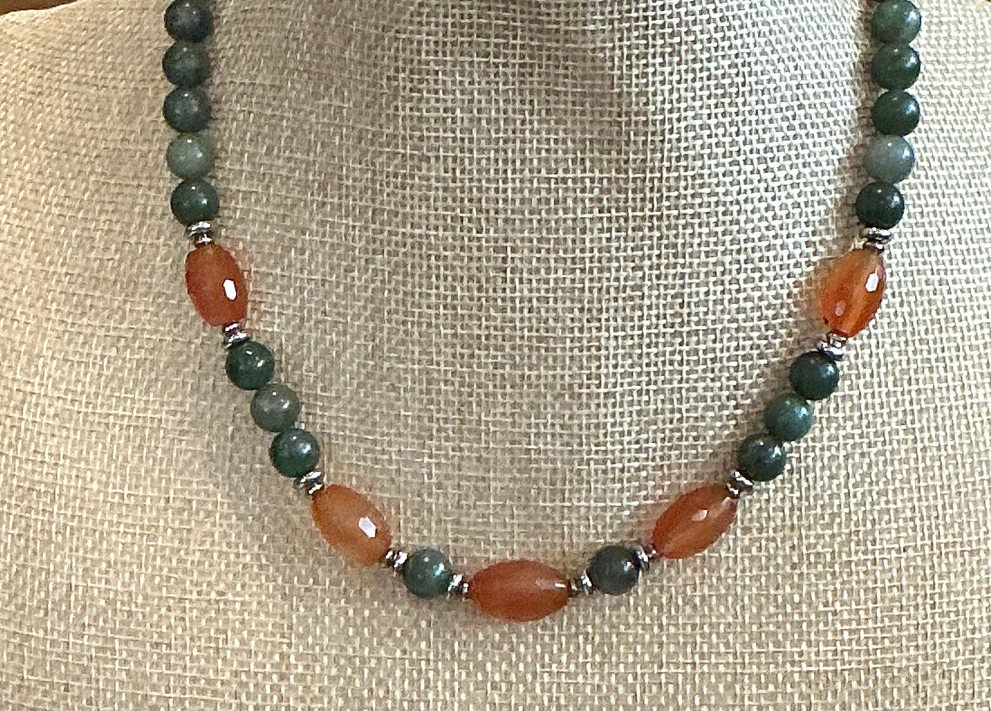Genuine Jade & Carnelian Necklace
