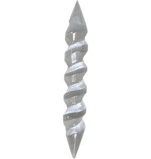 Satin Spar Spiral Wand | Hand-Carved Selenite Energy Cleansing Wand