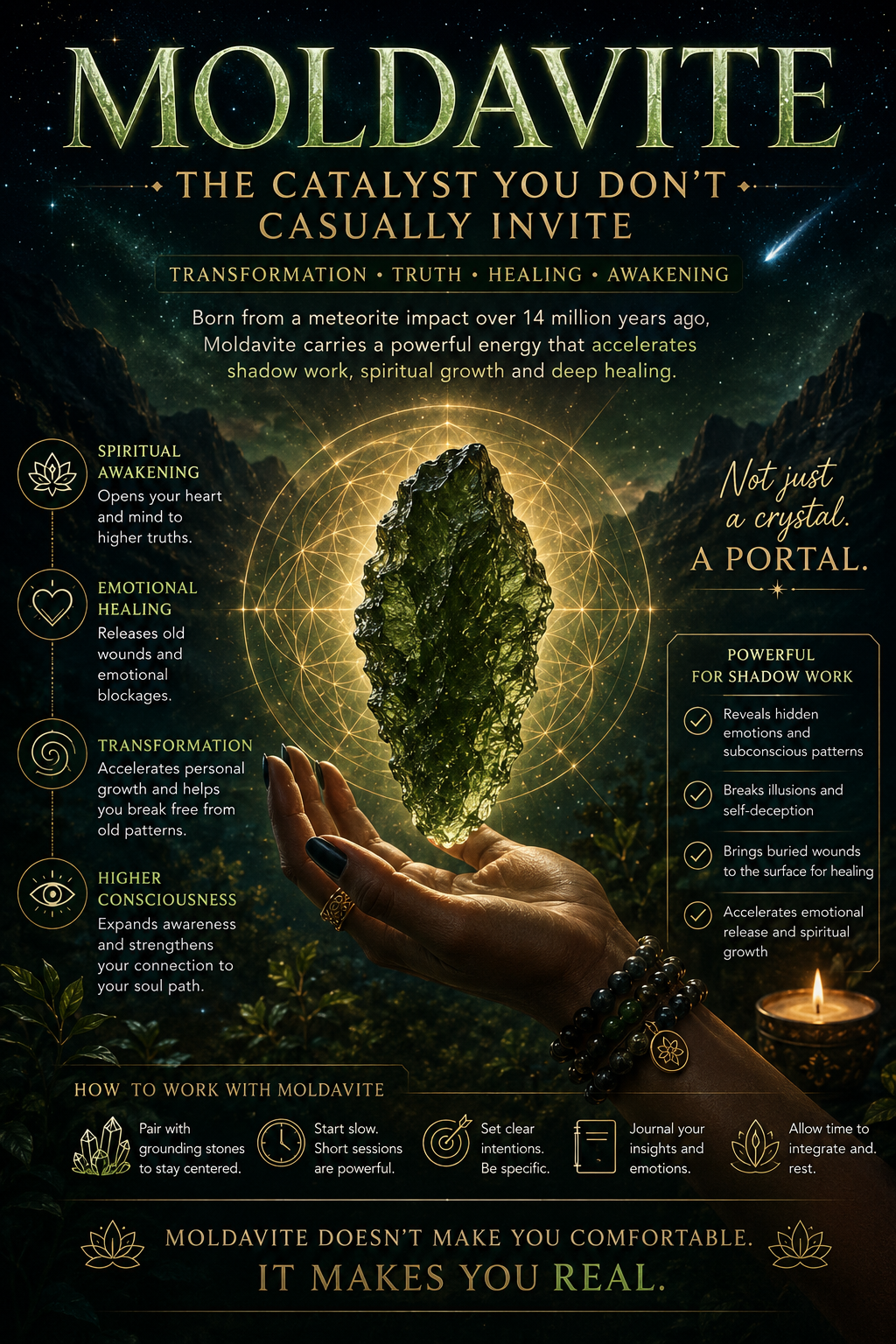 Moldavite for Shadow Work: Spiritual Meaning, Emotional Healing & Powerful Transformation