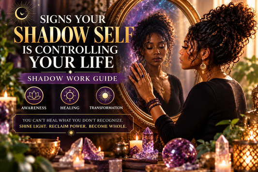 Shadow Self Shadow Work healing blog image with a woman looking in the mirror in dispair ready to do some healing work