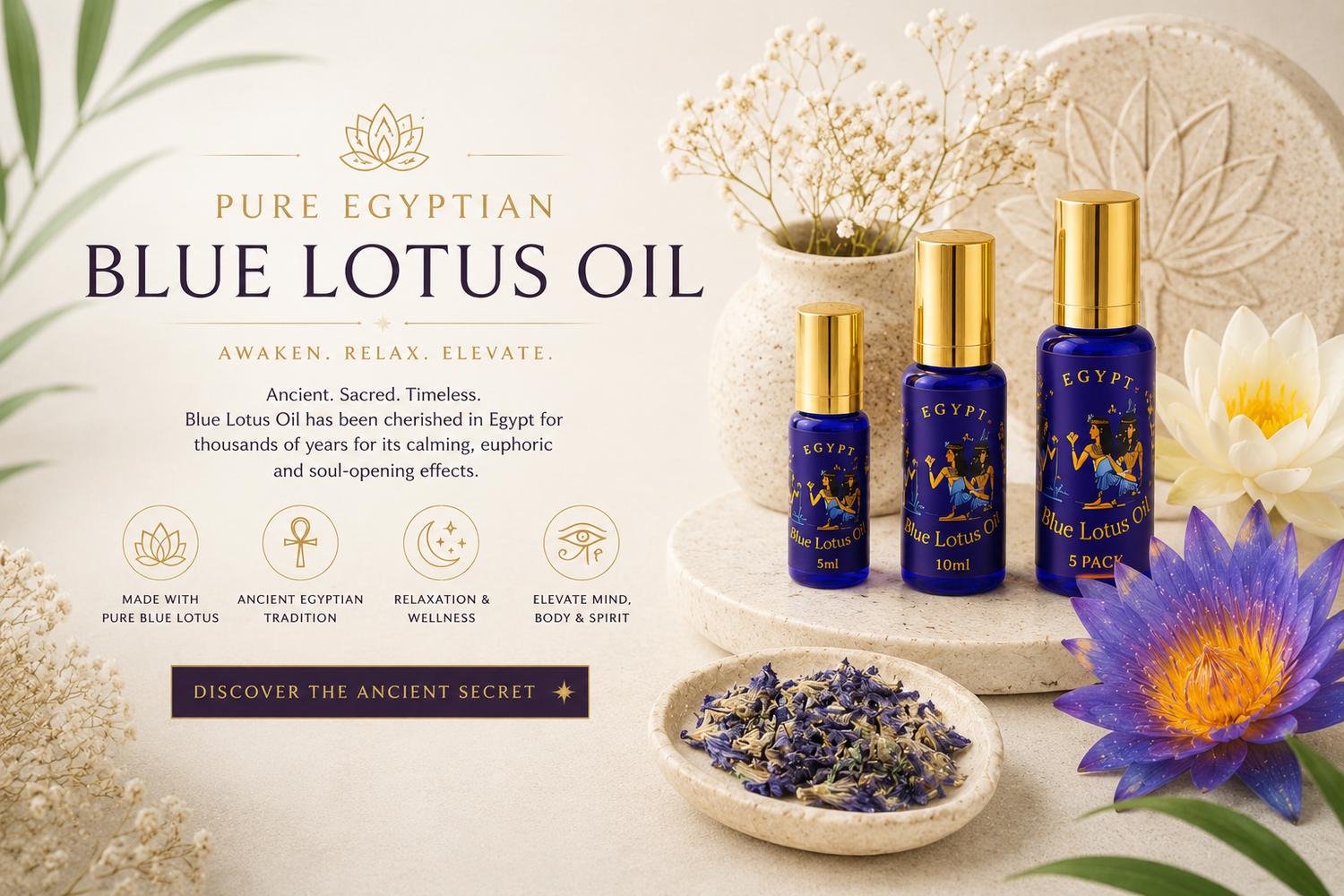 Pure Egyptian Blue Lotus Oil | Relaxation & Spiritual Awakening