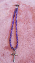 Amethyst Beaded Necklace with Ankh Pendant – Handmade Spiritual Protection & Intuition Jewelry