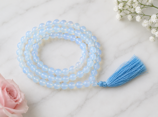 Opalite Mala Necklace | Handcrafted Meditation & Spiritual Jewelry