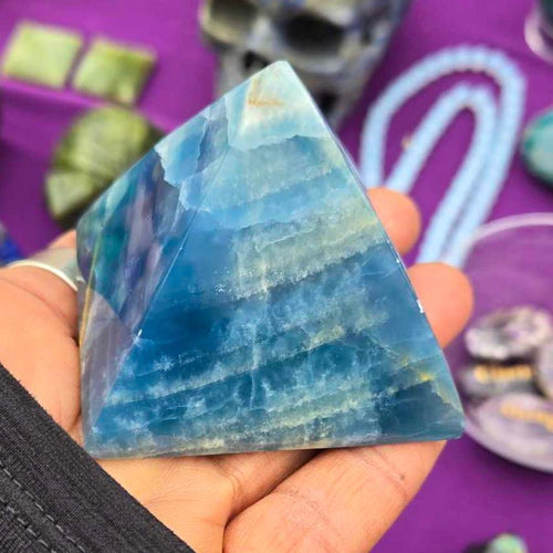 Aquatine Lemurian Calcite Pyramid