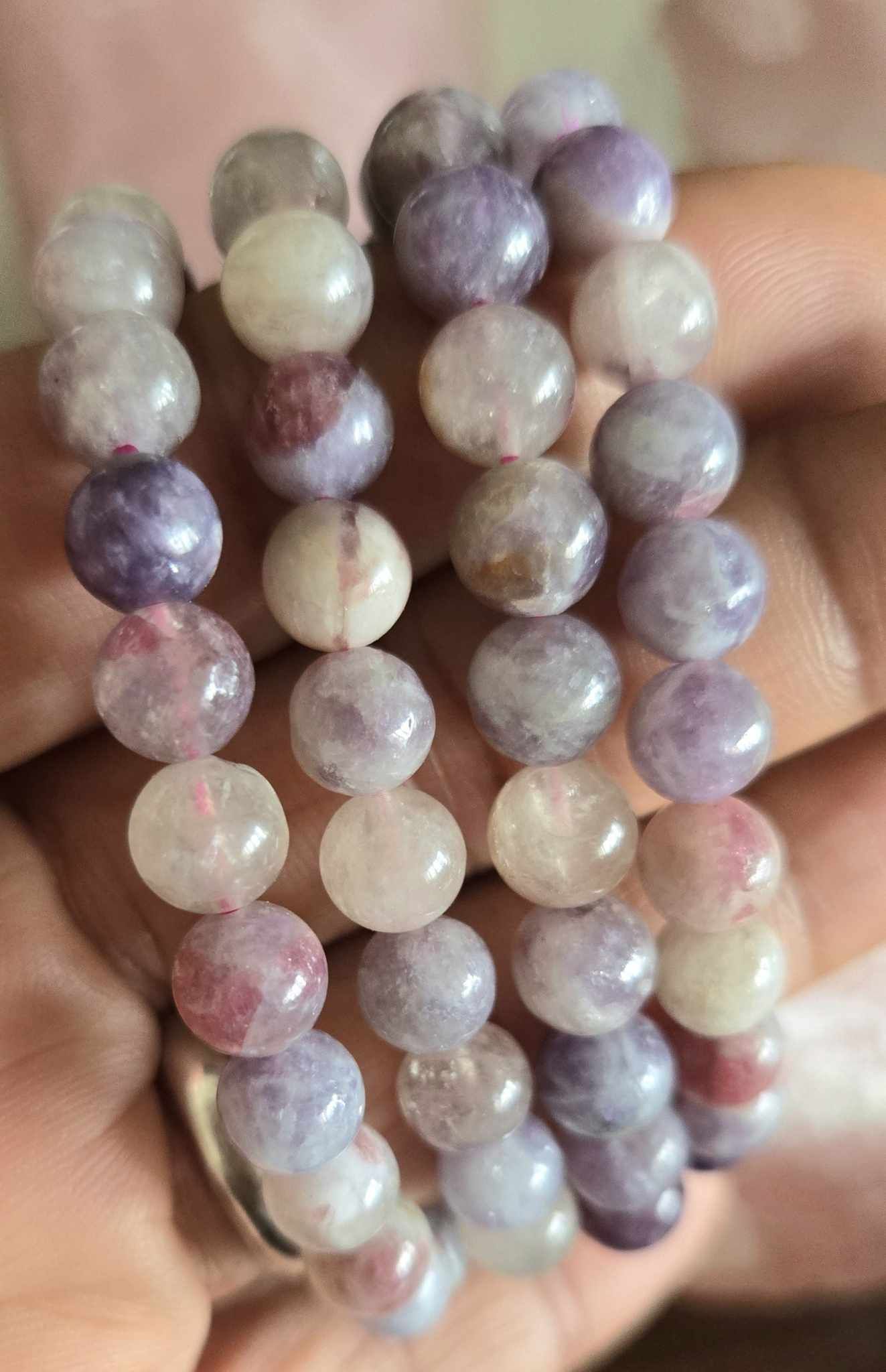 Unicorn Stone Bracelet – A Harmonizing Blend of Lepidolite, Smoky Quartz & Pink Tourmaline