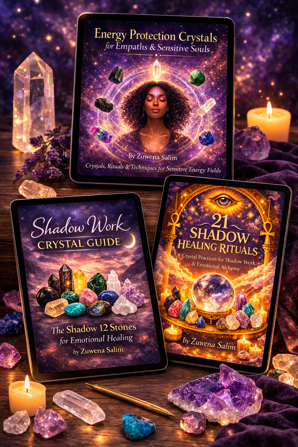Shadow Work & Energy Protection Core Healing Bundle( Digital Guide Trio) | Crystal Healing Guides for Empaths, Emotional Healing & Inner Transformation