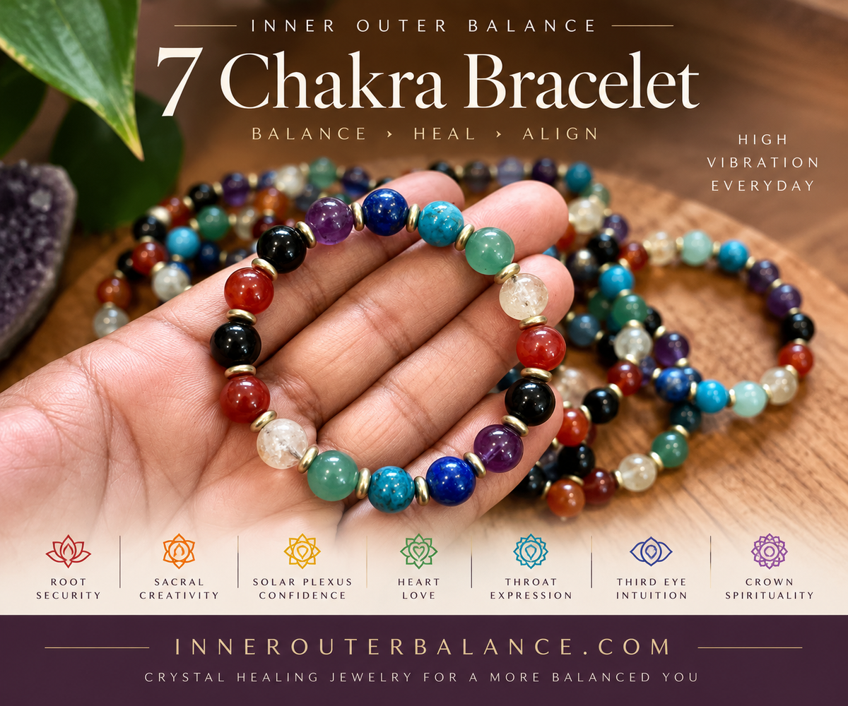Chakra Balance Bracelet | 7 Chakra Crystal Bracelet for Energy Healing, Protection & Balance