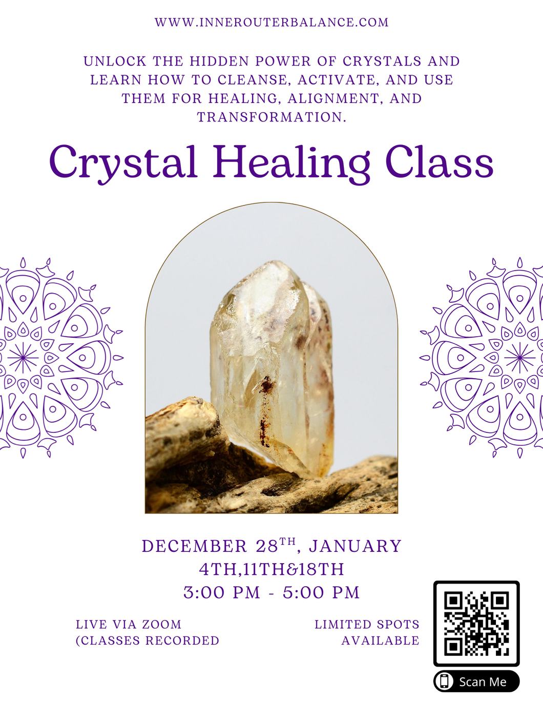 Early Bird Special Beginner Healing Crystal Class (December/January Session Online Only)