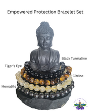 Empowered Protection Bracelet Set – Black Tourmaline, Hematite, Tiger’s Eye & Citrine for Strength, Grounding & Abundance