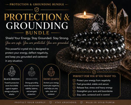 Grounding & Protection Crystal Bracelet Bundle | Block Negativity & Stay Centered