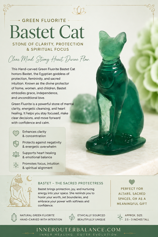 Green Fluorite Bastet – Sacred Protection & Healing