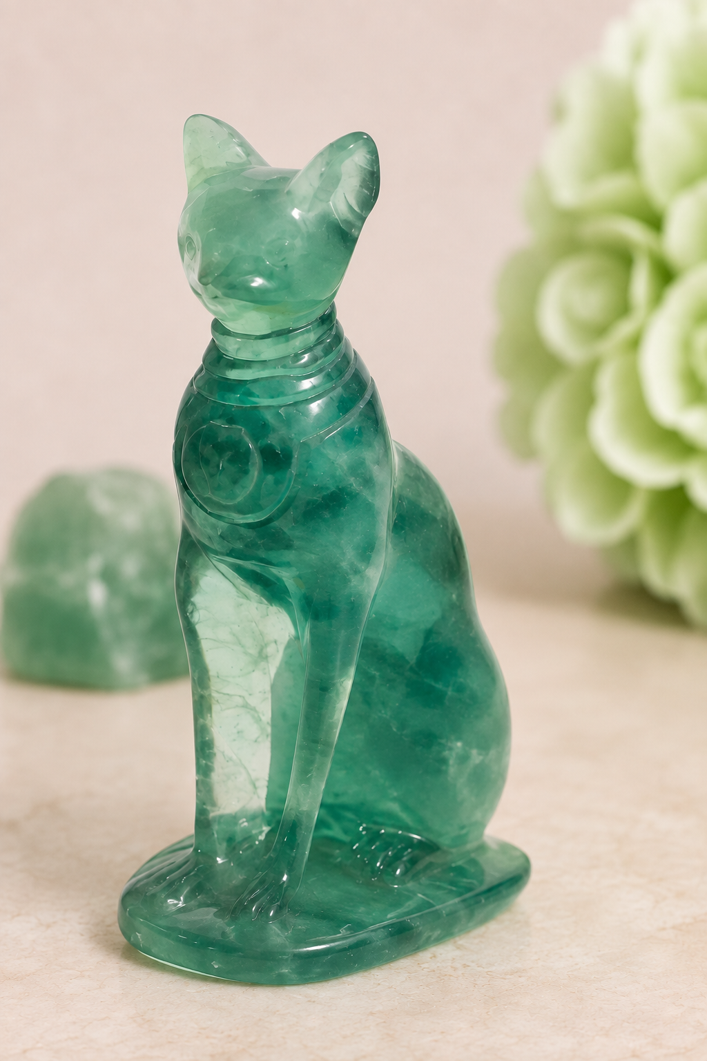 Green Fluorite Bastet – Sacred Protection & Healing