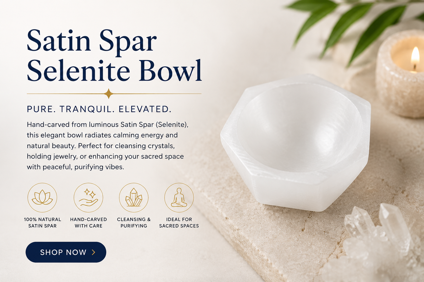 Selenite (Satin Spar) Cleansing & Charging Bowl