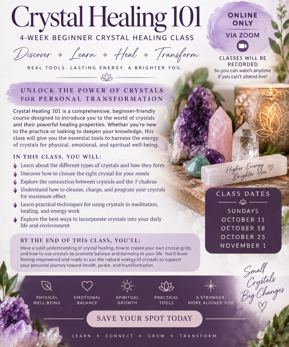 Crystal Healing 101: 4-Week Beginner Crystal Healing Class Online