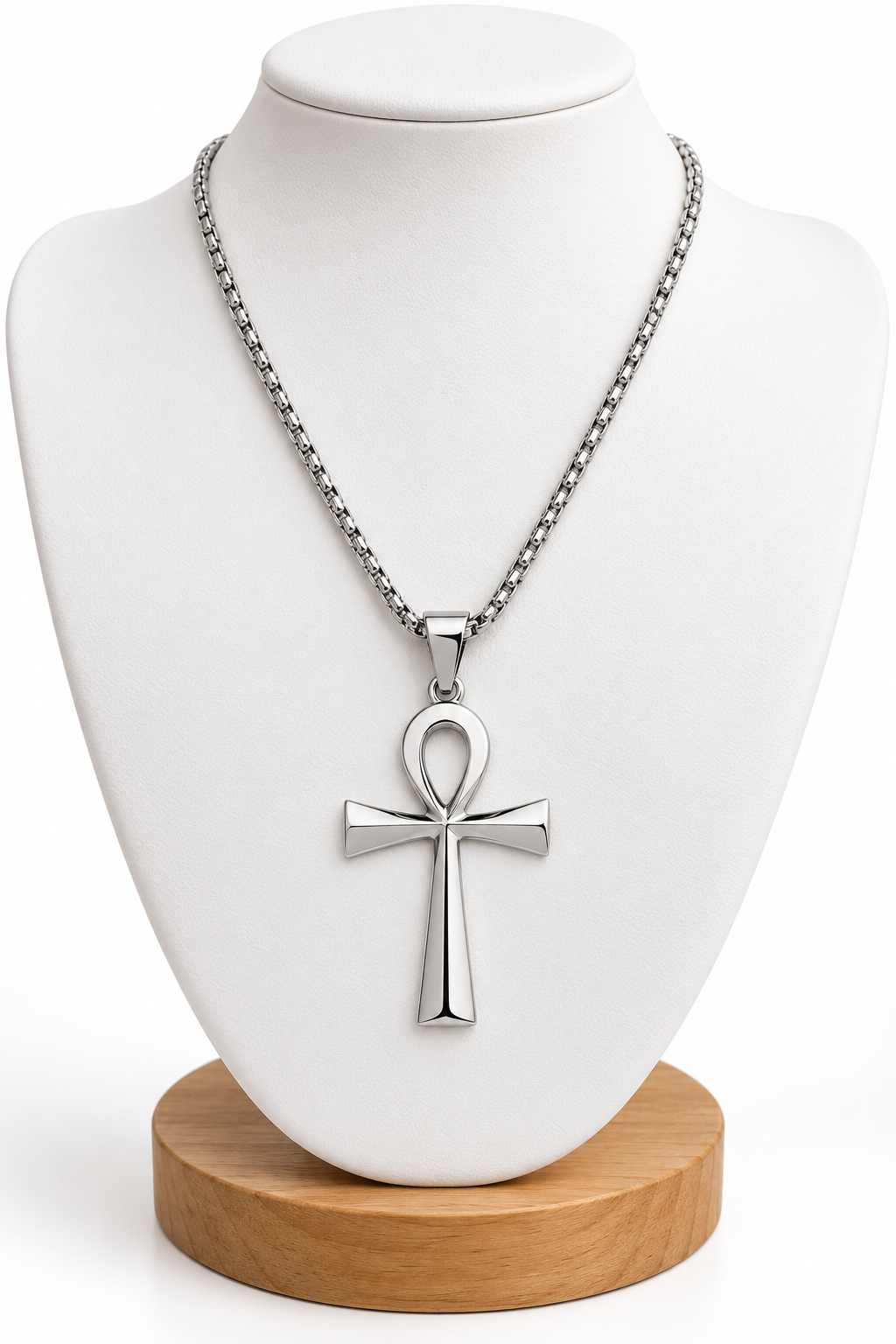 Small Stainless Steel Ankh Necklace | 20" Chain