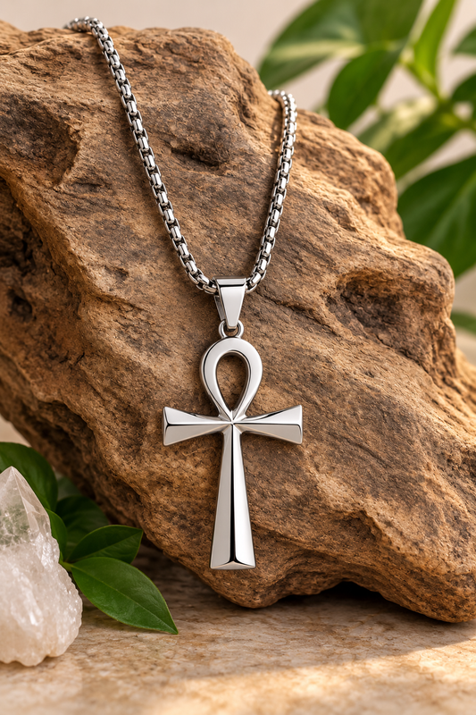 Small Stainless Steel Ankh Necklace | 20" Chain