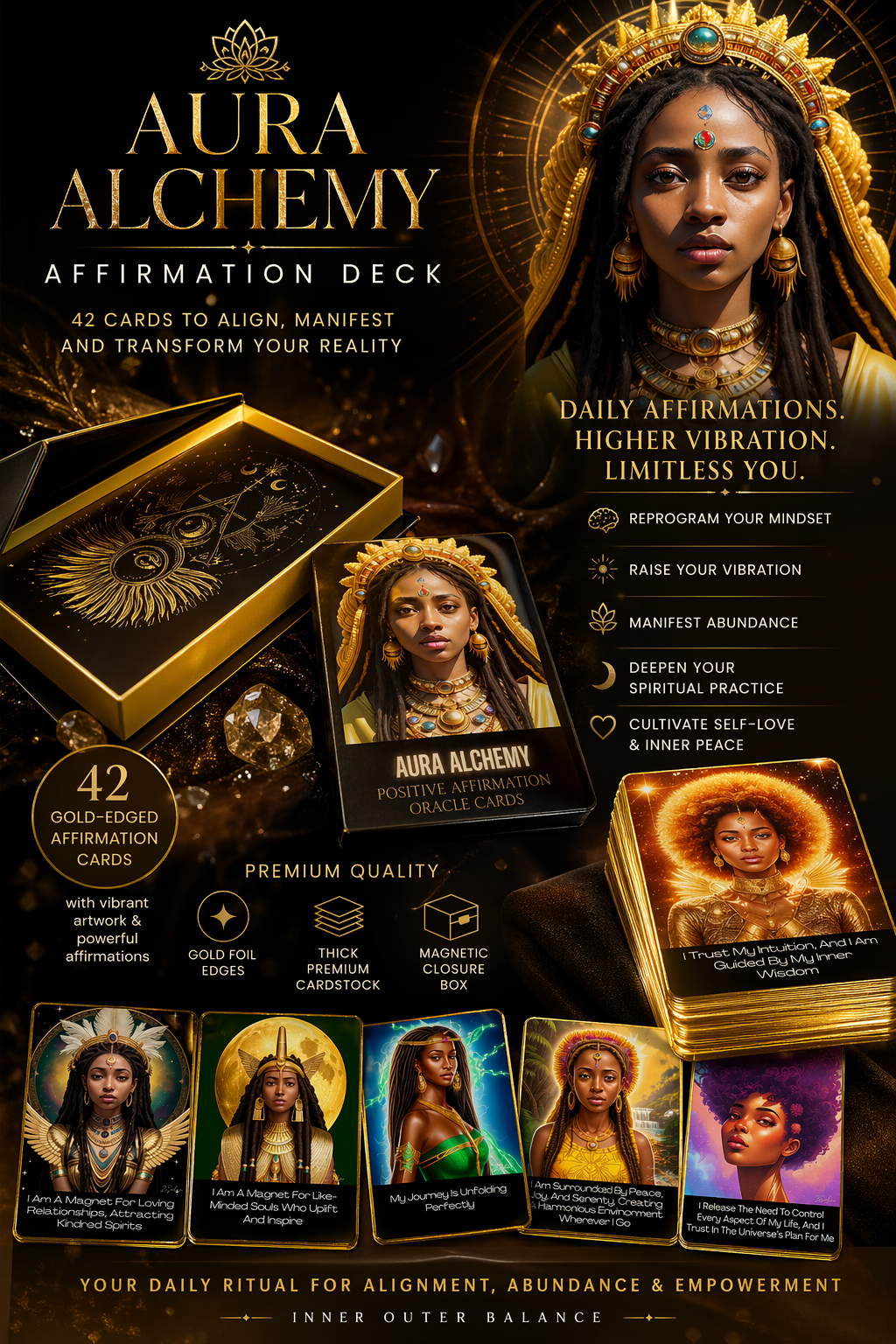 Aura AlchemyPositive Affirmation Manifestation Deck | 42 Affirmation Cards for Energy Alignment, Abundance & Self-Transformation
