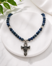Sodalite Ankh Necklace with Eye of Ra Pendant