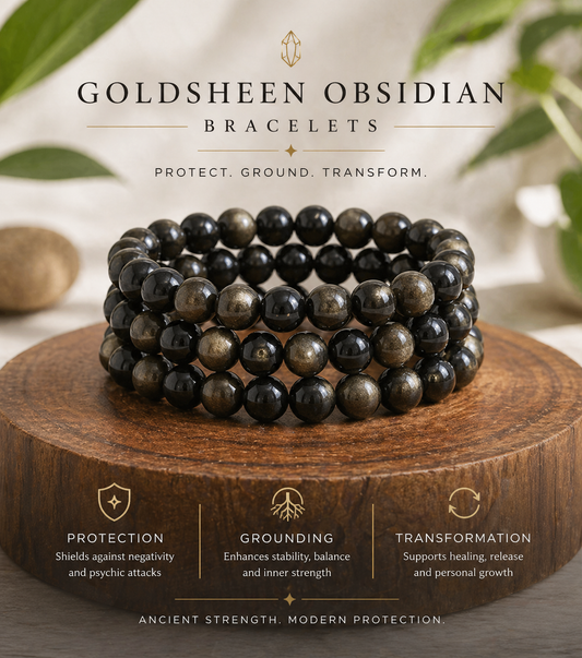 Gold Sheen Obsidian Bracelet | Protection, Shadow Work & Energy Shield Crystal Bracelet