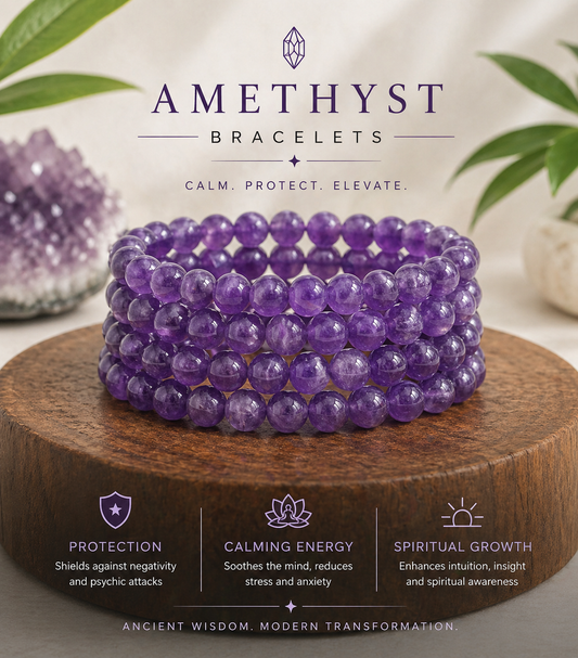 Amethyst Bracelet | Calm, Clarity & Spiritual Protection Crystal Bracelet