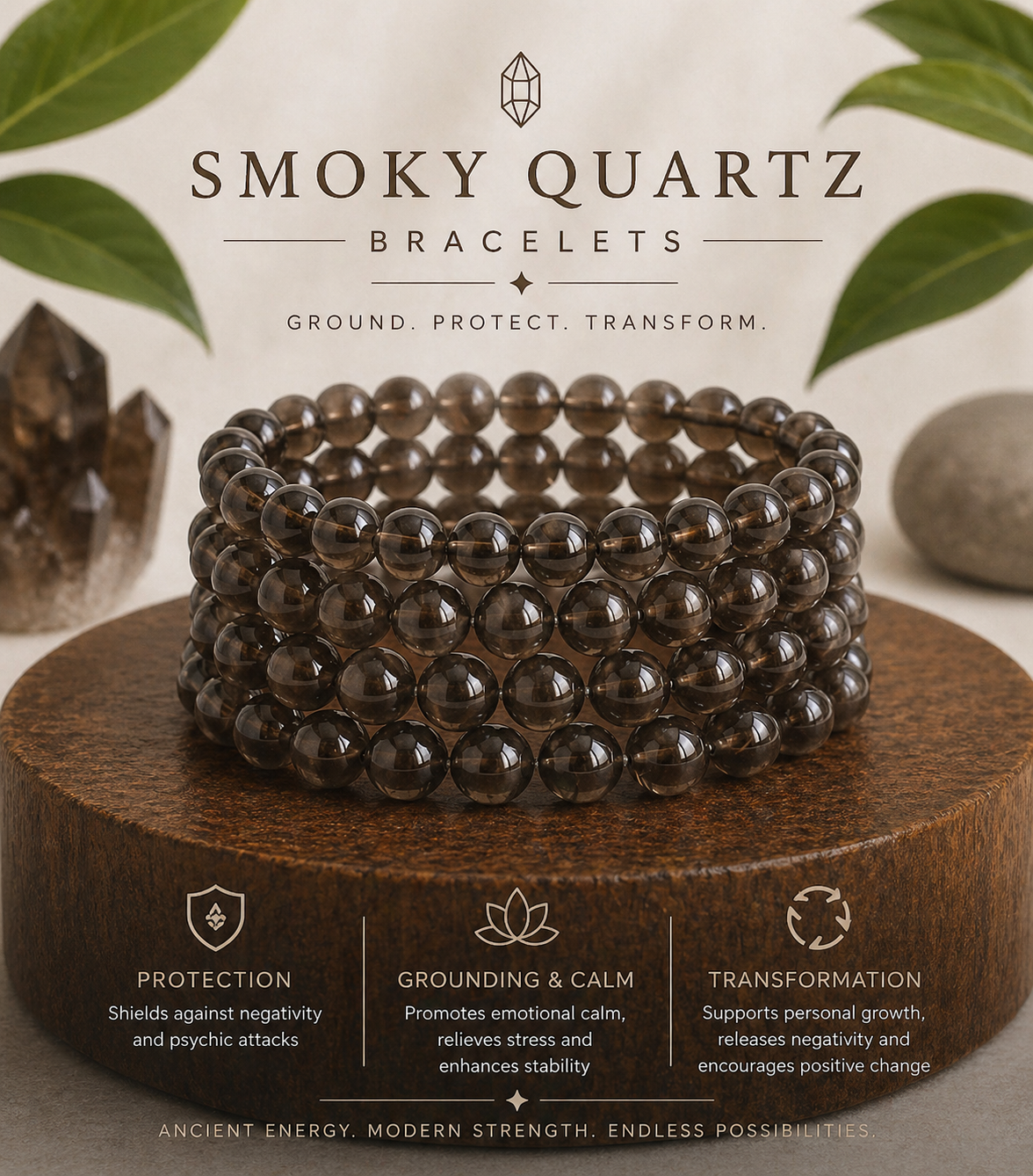 Smoky Quartz Bracelet – Grounding, Protection & Transformation
