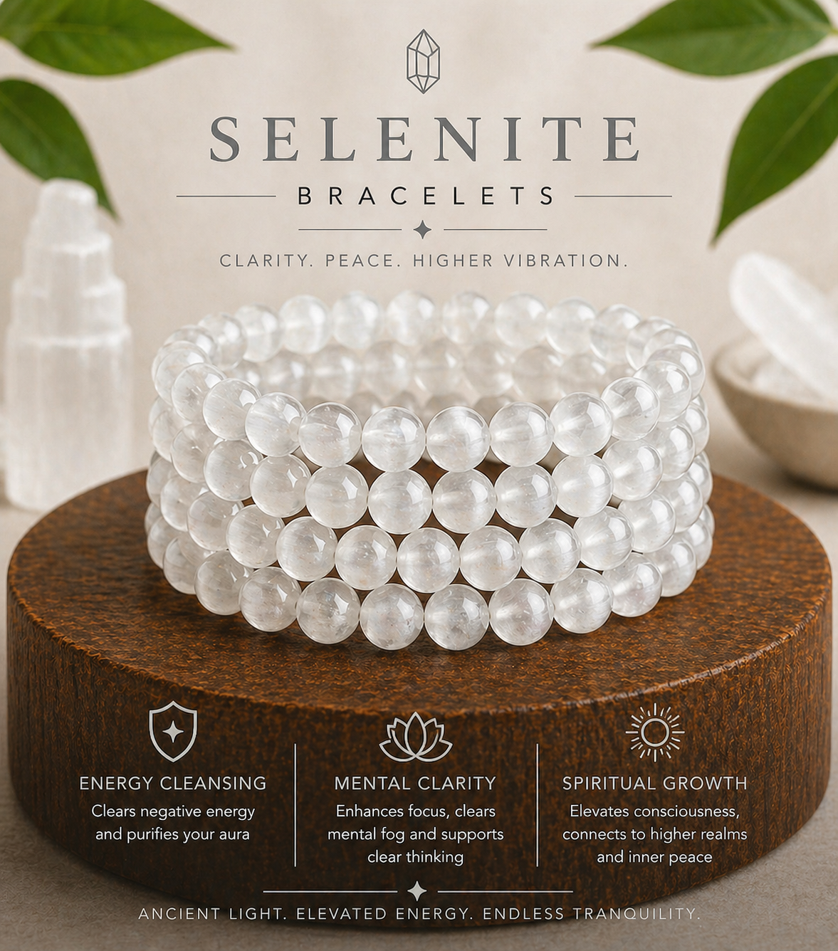 Selenite Bracelet – Clarity, Purity & Spiritual Connection