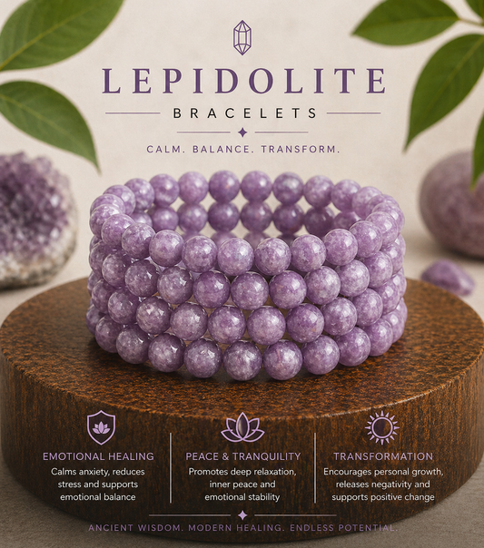 Lepidolite Bracelet – Emotional Healing, Stress Relief & Inner Peace