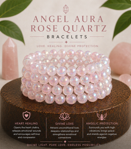 Angel Aura Rose Quartz Bracelet – Love, Harmony & Divine Energy