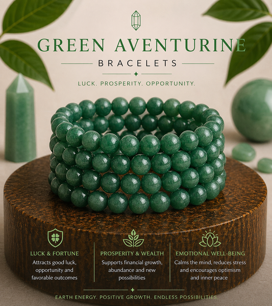 Dark Green Aventurine Bracelet – Luck, Abundance & Heart Healing