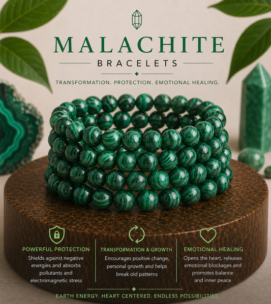Genuine Malachite Crystal Energy Bracelet