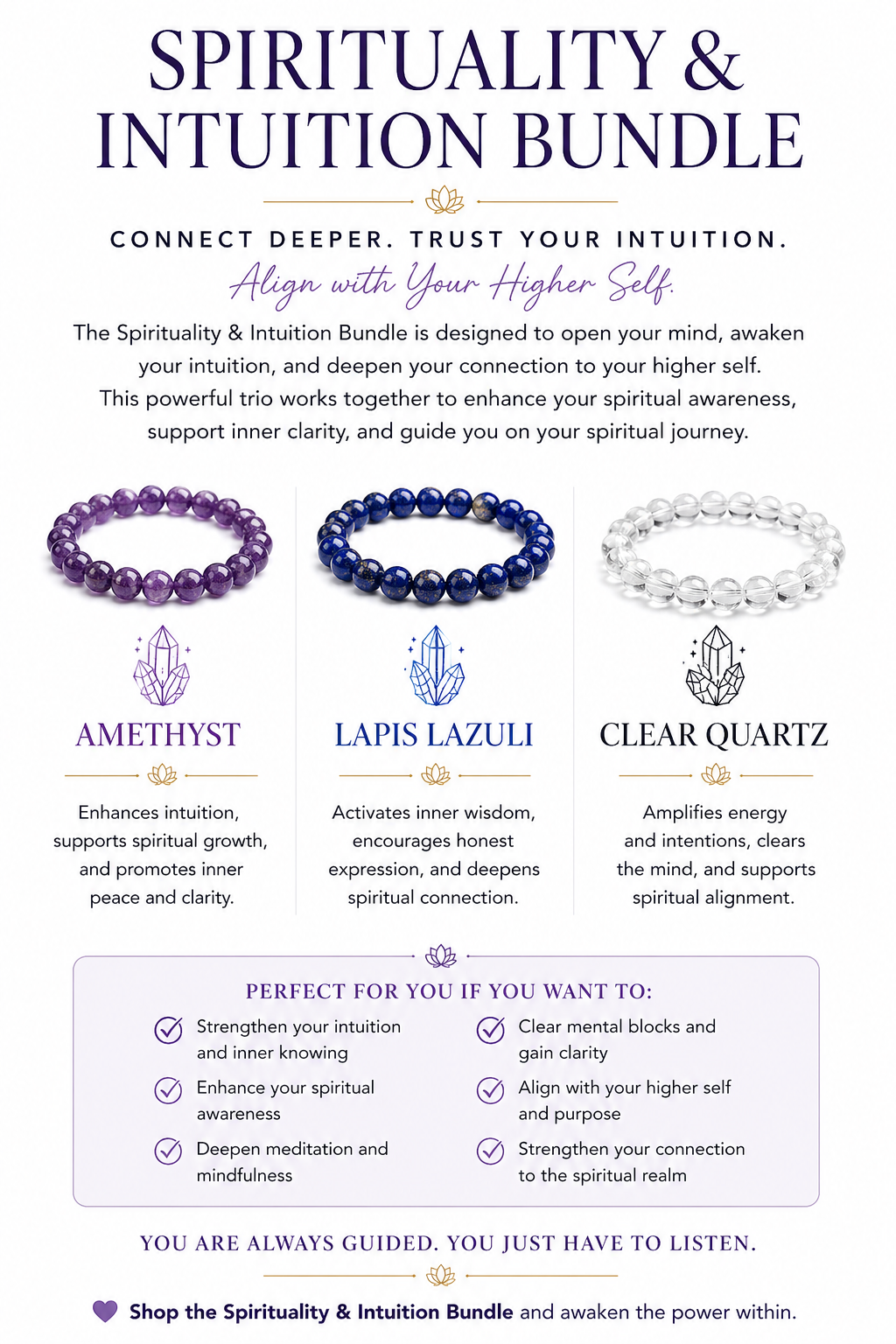 Intuition & Spiritual Awakening Bracelet Bundle | Clarity, Wisdom & Alignment