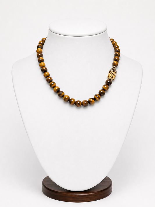 Handmade Tiger's Eye Buddha Necklace | Crystal Gemstone Jewelry