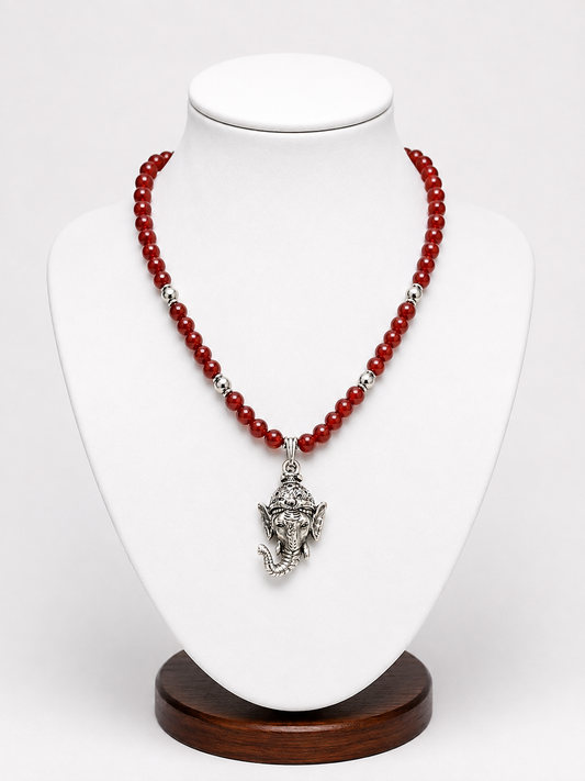 Carnelian Ganesh Necklace – Handmade Sacred Jewelry