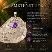 Amethyst Sterling Silver Eye of Heru (Horus) Pendant