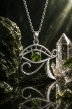 Moldavite Sterling Silver Eye of Heru (Horus)  Pendant
