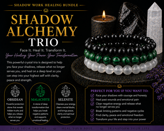 Shadow Work Healing Bracelet Bundle | Emotional Healing, Transformation & Inner Growth Crystal Trio