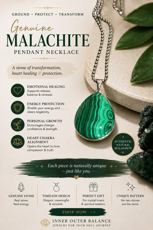 Genuine Malachite Pendant Necklace