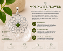 Moldavite Sterling Silver Flower of Life  Pendant