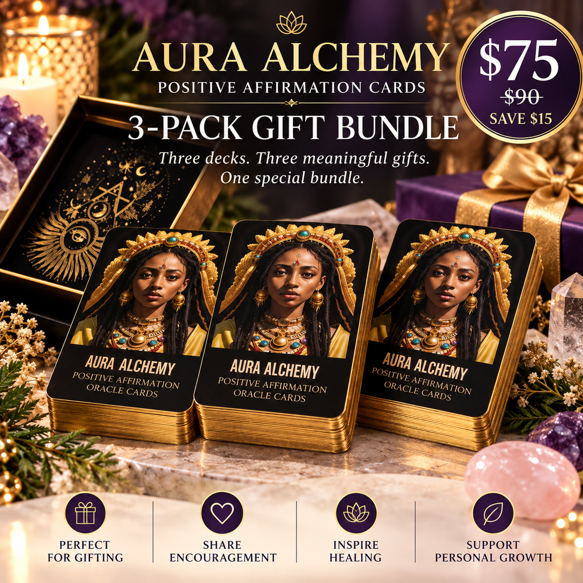 Affirmation Cards 3-Pack Gift Bundle | Aura Alchemy