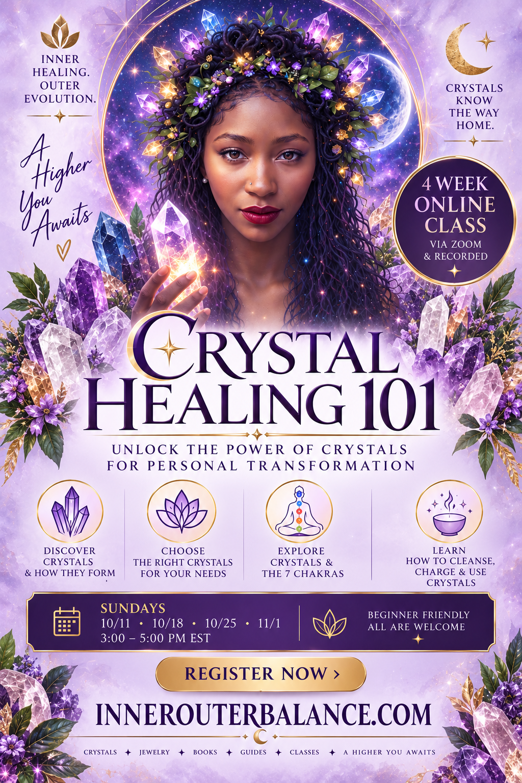 Crystal Healing 101: 4-Week Beginner Crystal Healing Class Online