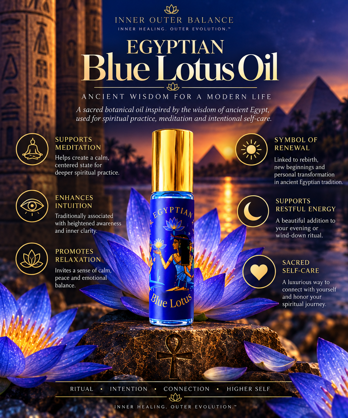 3 Pack Pure Egyptian Blue Lotus Oil 5ml