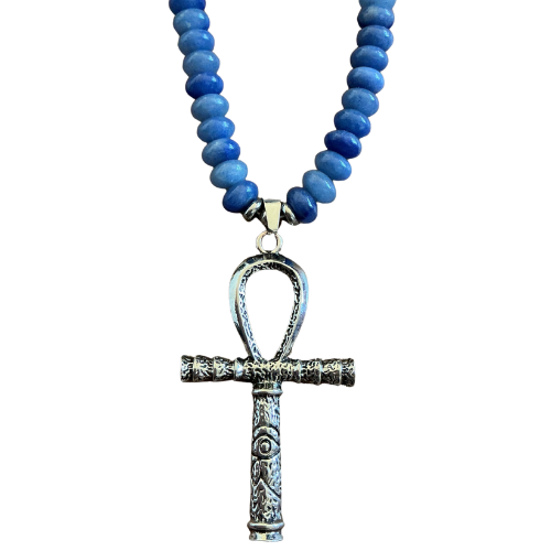 Blue Aventurine Ankh Necklace – Handmade Spiritual Jewelry
