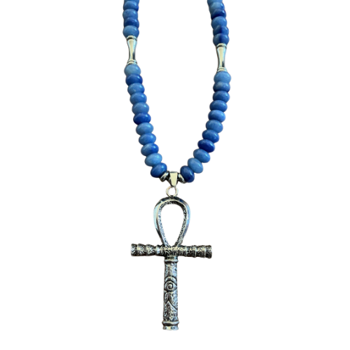 Blue Aventurine Ankh Necklace – Handmade Spiritual Jewelry