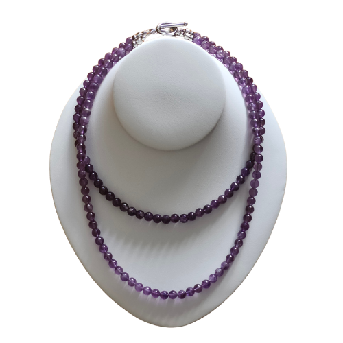 Custom Crystal Beaded Necklaces with Interchangeable Slider Charms (Amethyst)