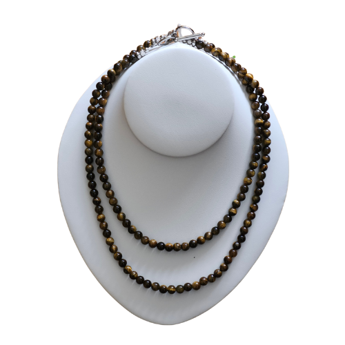 Custom Crystal Beaded Necklaces with Interchangeable Slider Charms (Tiger's Eye)